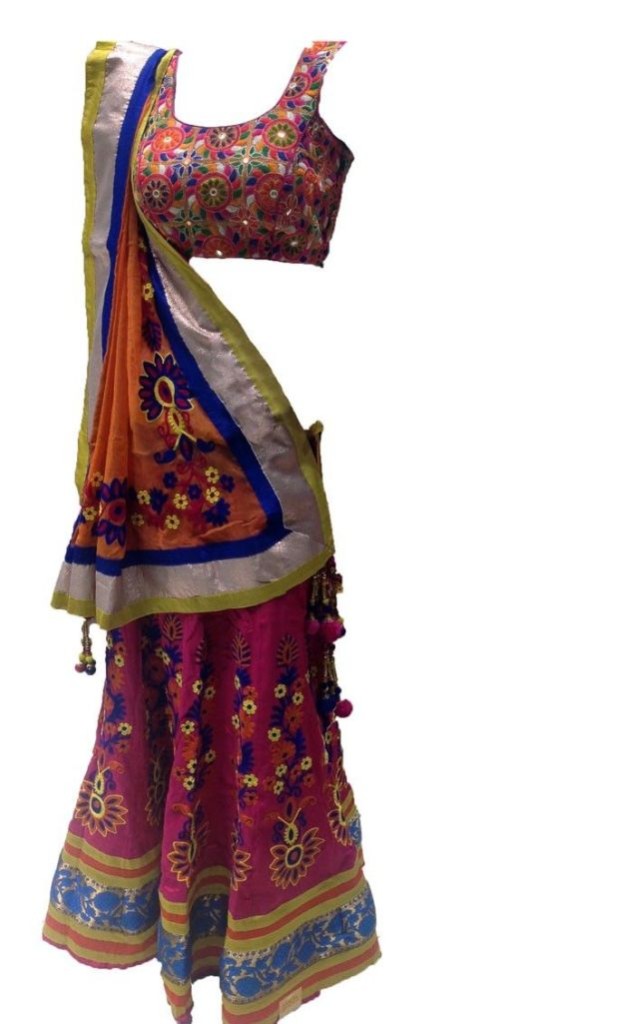 43-pink-worked-choli-with-orange-dupatta